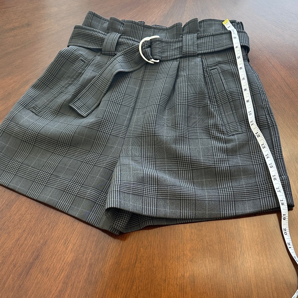GANNI Plaid Paperbag High-Waist Belted Shorts | Size S - Picture 5 of 15